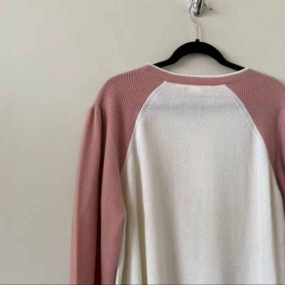 Veronica Beard Albertina Pink/Cream 100% Cashmere Sweater - Picture 7 of 14